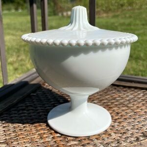 Vintage  Milk Glass lidded candy dish